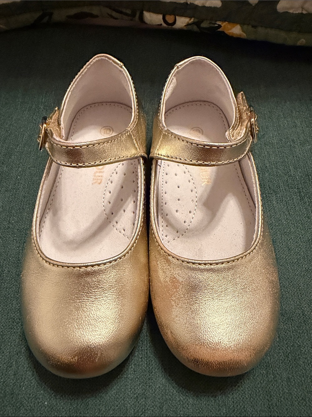 L'Amour Gold Metallic Mary Jane Shoes for Kids